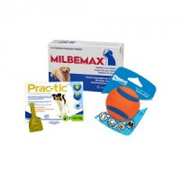 Pakket met Milbemax, Prac-tic en Chuckit! - 5 tot 11 kg