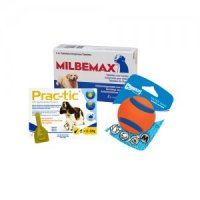 Pakket met Milbemax, Prac-tic en Chuckit! - 12 tot 22 kg