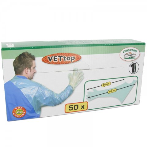 Handschoen VETtop lang model met schouderstuk 50 stuks