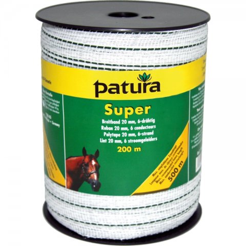 Patura super lint 20mm wit/groen, 200m rol