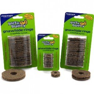 Busy Buddy Gnawhide Rings rawhide bacon voor de hond Medium