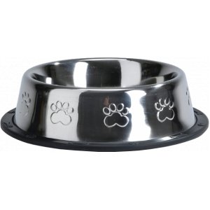 Rvs eet of drinkbakje antislip met voetprint - 16.5 cm